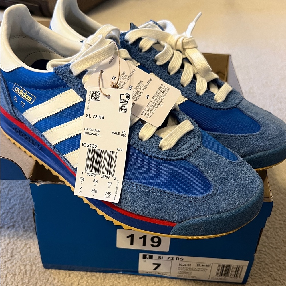 adidas SL 72 RS Men's Blue and Cream Retro Sneakers
